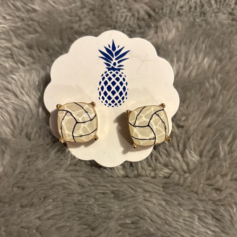 Gold and White volleyball 🏐 Earrings